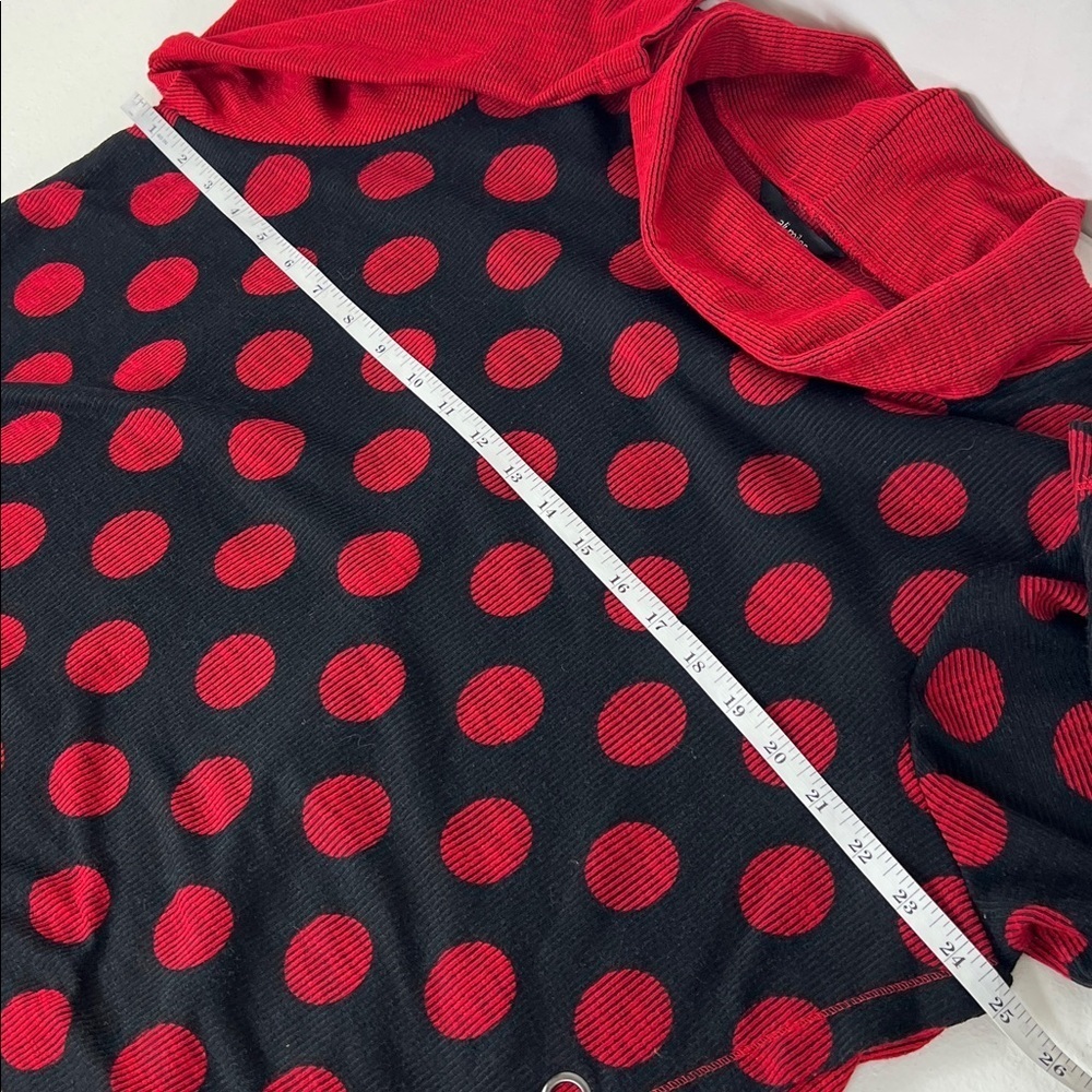 Ali Miles Sz 1X Red and Black Polka Dot Top Art to Wear Cowl Neck NWT - Picture 9 of 12